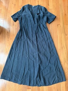 Primark Dark Grey Button-Front Midi Dress